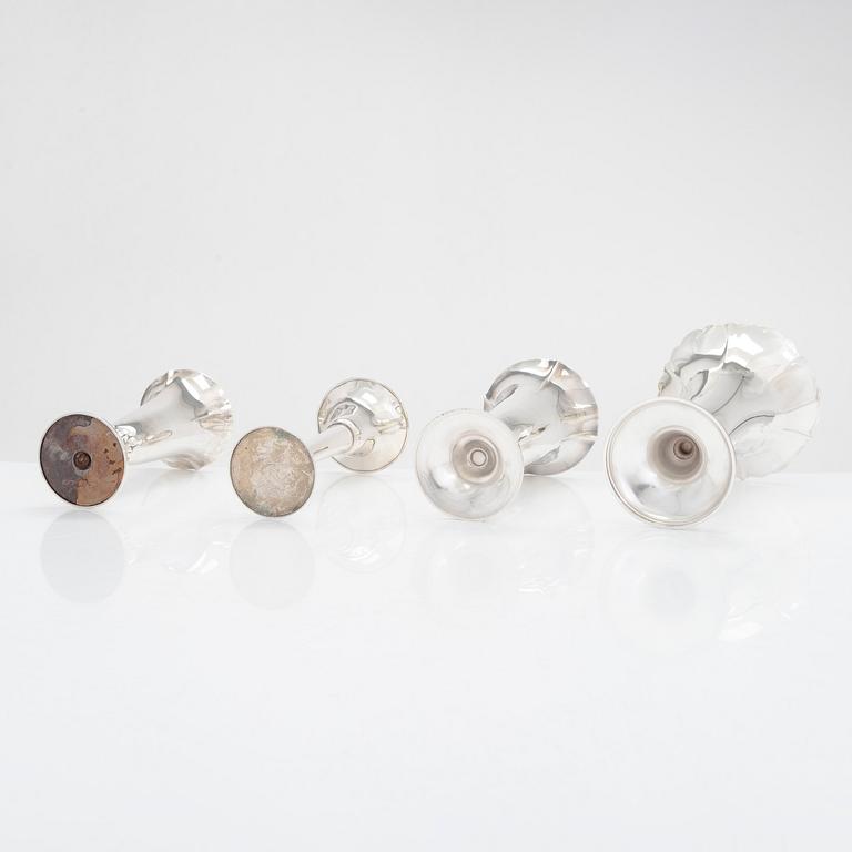Four silver vases, Finland 1951 - 1962.