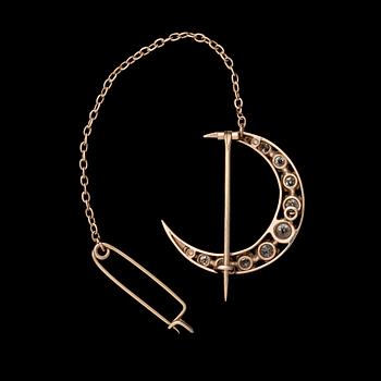 BROSCH, gammalslipade diamanter, 14K guld.
