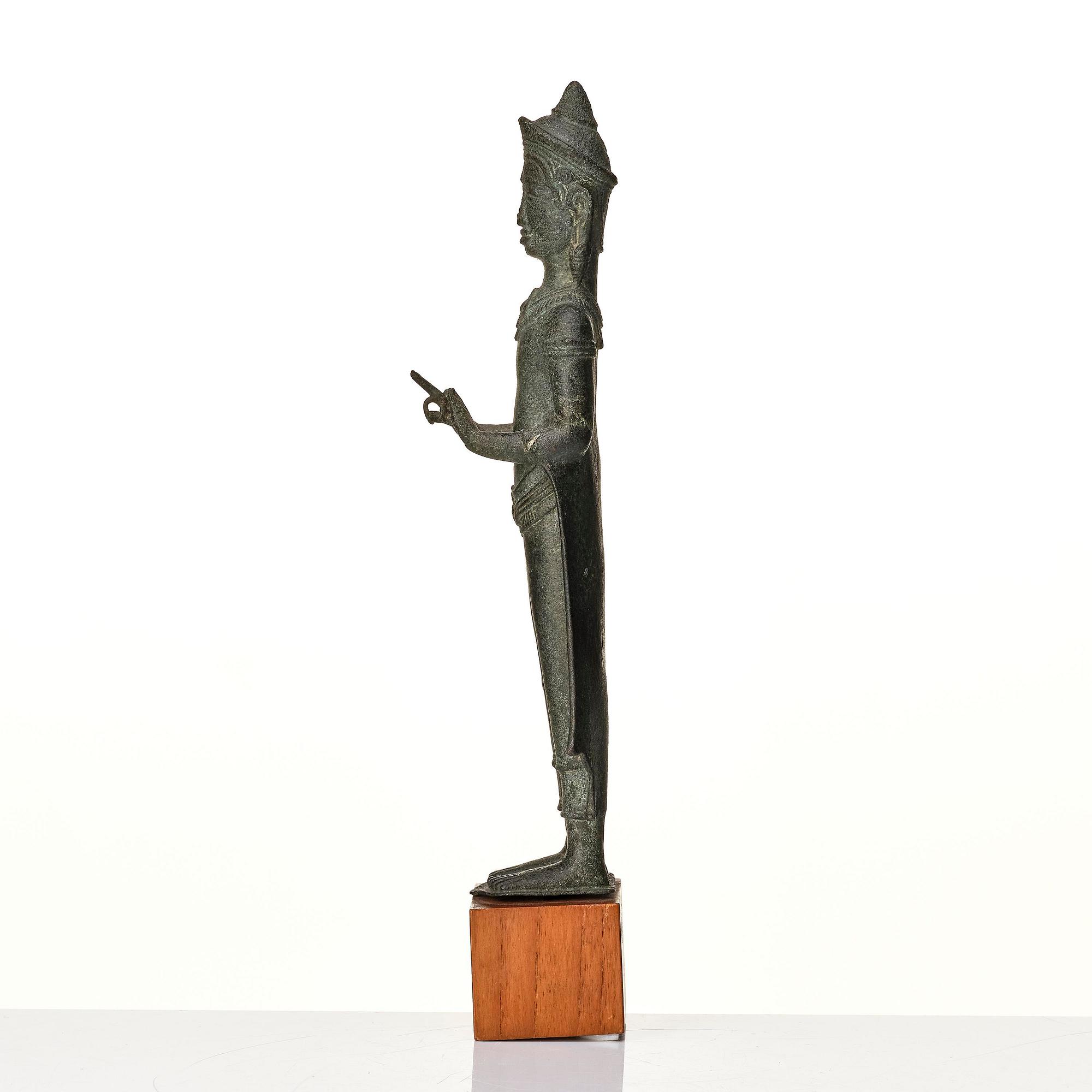A bronze sculpture of Buddha Shakyamuni, Cambodia, Lopburi, 13th century.