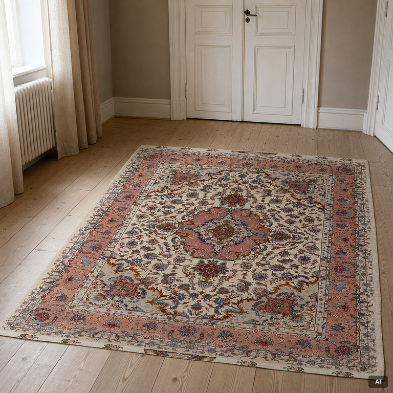 Matta, Old Täbris, Nordvästra Persien, part silk, signerad, ca 215 x 151 cm.
