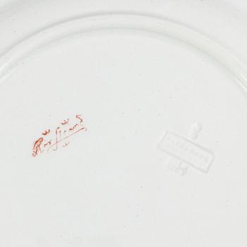 Alf Wallander, kräftassietter, 6 st, flintgods, Rörstrand, tidigt 1900-tal.