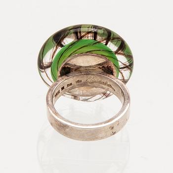 Monica Backström, Necklace and Ring, Glass and Silver.
