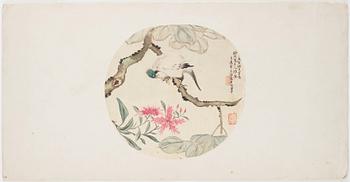 Two Fan paintings by unknown artis, late Qing dynasty.