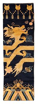 MATTO, PILLAR RUG, an old Chinese, possibly Ningxia, ca 236,5-237 x 76,5 cm (as well as ca 1 cm flat weave at the ends).