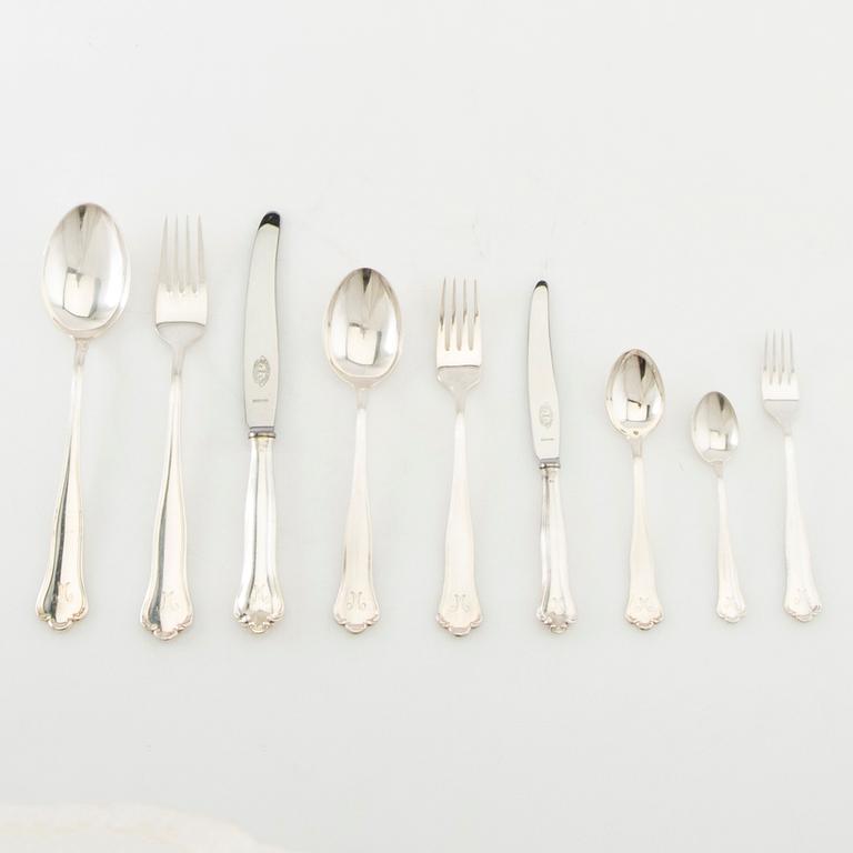 Cutlery service 102 pcs silver Hallbergs Stockholm ca 1948-1965.