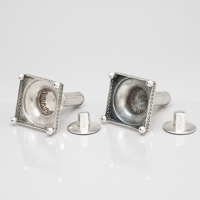 Mikael Nyberg, ljusstakar, ett par, silver, Stockholm 1796.