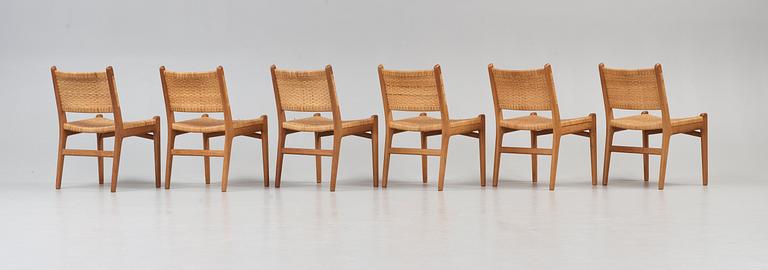 A set of six Hans J Wegner 'CH-31' stained oak  chairs, Carl Hansen & Son, Denmark 1960's.