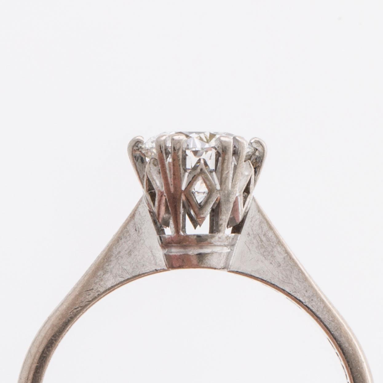 DIAMOND RING 18K whitegold, approx H VS, 0,98 ct engraved, GFAB Stockholm 1987.