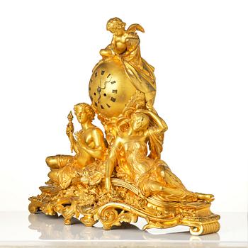 A Napoleon III ormolu mantel clock.