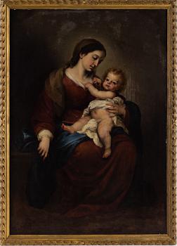 BARTOLOMÉ ESTEBAN MURILLO, efter. Olja på uppfodrad duk 157,5 x 109,5 cm. Osignerad.