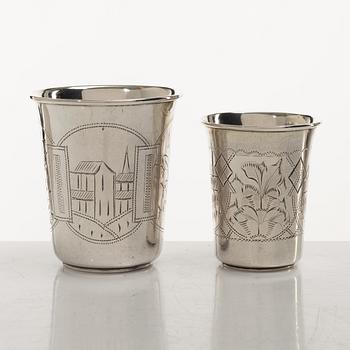 Bägare, 5 st, silver, Ryssland, 1800/1900-tal.