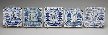 KAKELPLATTOR/FLIS, fajans, 10, st Delft, 1700-tal.