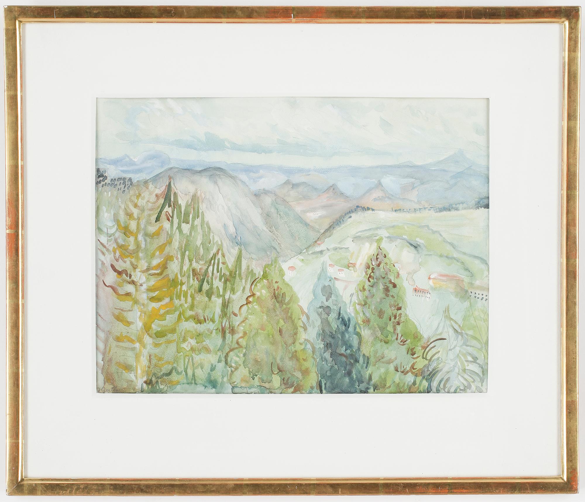 SIGRID HJERTÉN. Akvarell. Signerad Hjertén.