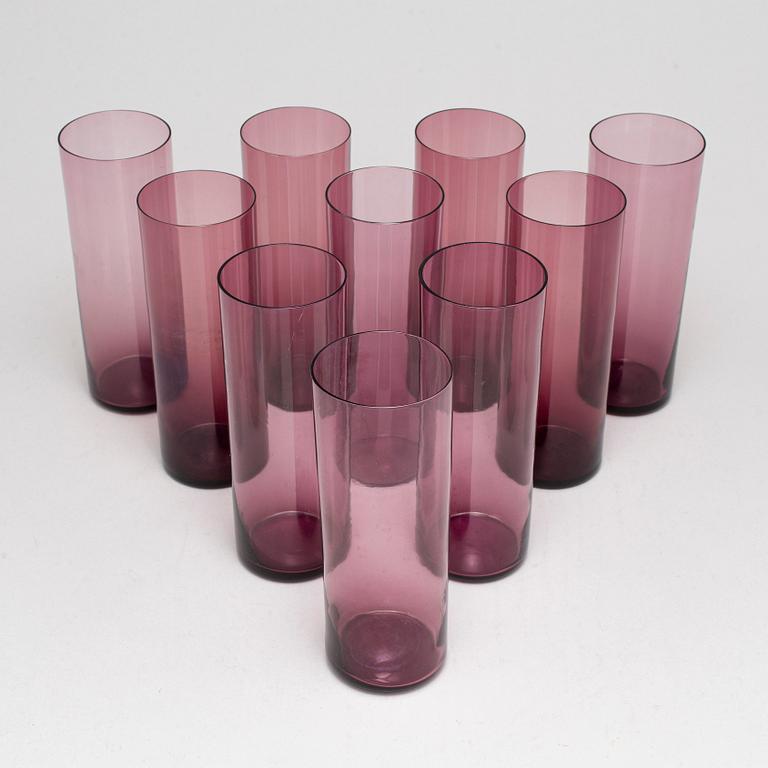 TAPIO WIRKKALA, saftglas, 10 st, modell 2204, Iittala. I produktion 1956-1969.