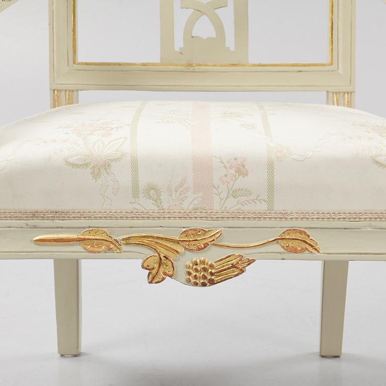 A late Gustavian style armchair, Lindome, circa 1800.