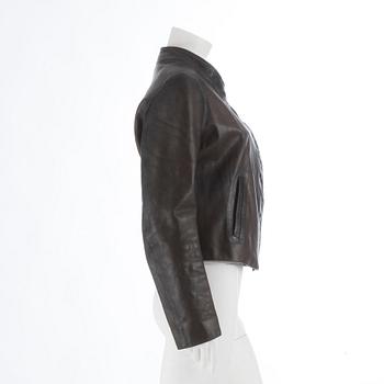 MARTIN MARGIELA, a dark brown leather jacket, size 42.
