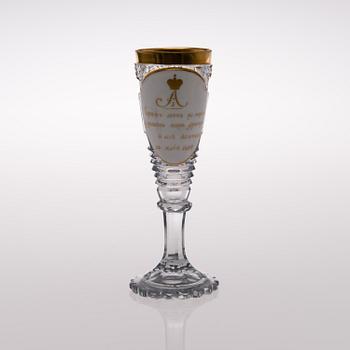 CHAMPAGNEGLAS, Alexander I, kejserliga glasfabriken St. Petersburg, circa 1814.