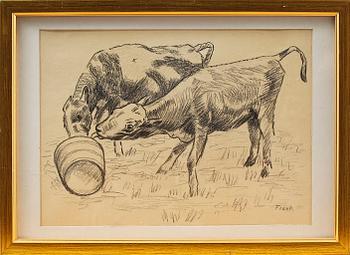 JOSEF FRANK, teckning, sign.