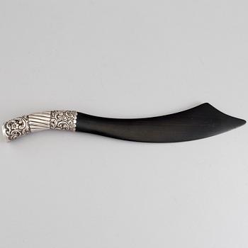 JULIUS ROSENTHAL & SAMUEL JACOB, a wood and silver knife from London, England, 1890.