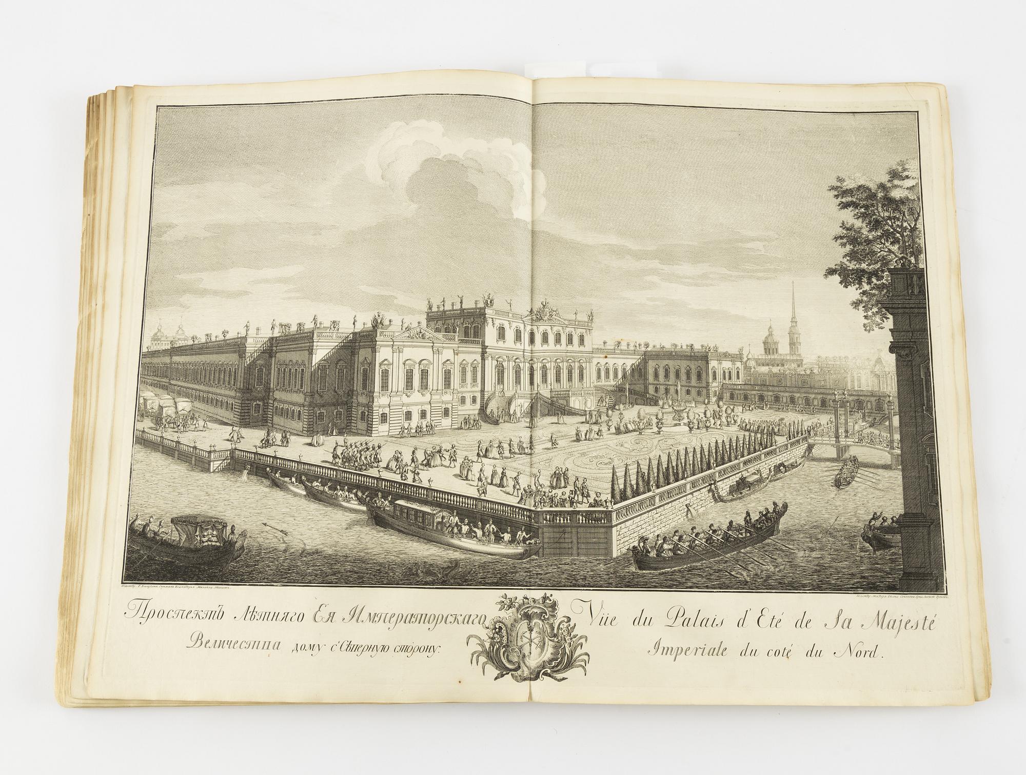 The rare Makhaev wall map of St. Petersburg, with other views and maps, 1753, 1741 and 1739.