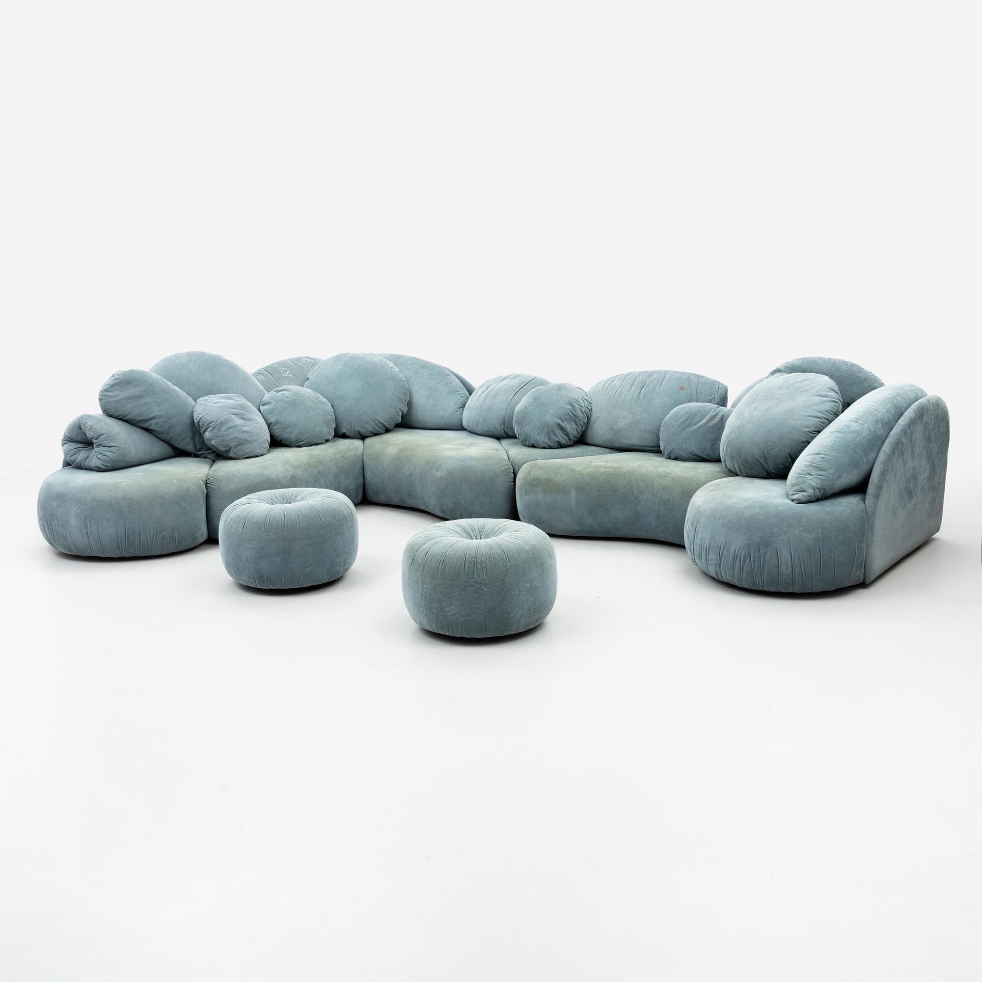 Hans Hopfer, a "Croissant" modular sofa model WK 510, Neue Wiener Werkstätte, 1980s.