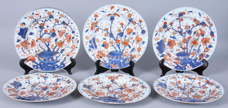 TALLRIKAR, 6 st, porslin, Kina, 1700-tal.