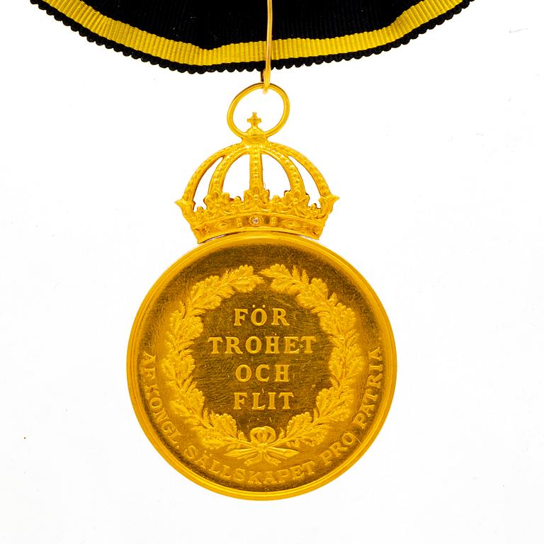 Medalj, "För trohet och flit". Pro Patria, 18K guld 1969.