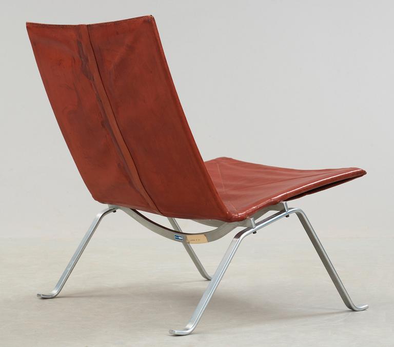 A Poul Kjaerholm 'PK-22' steel and leather easy chair, E Kold Christensen, Denmark.