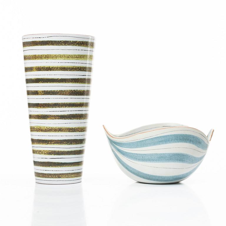 Stig Lindberg, A faience vase and bowl, Gustavsberg.
