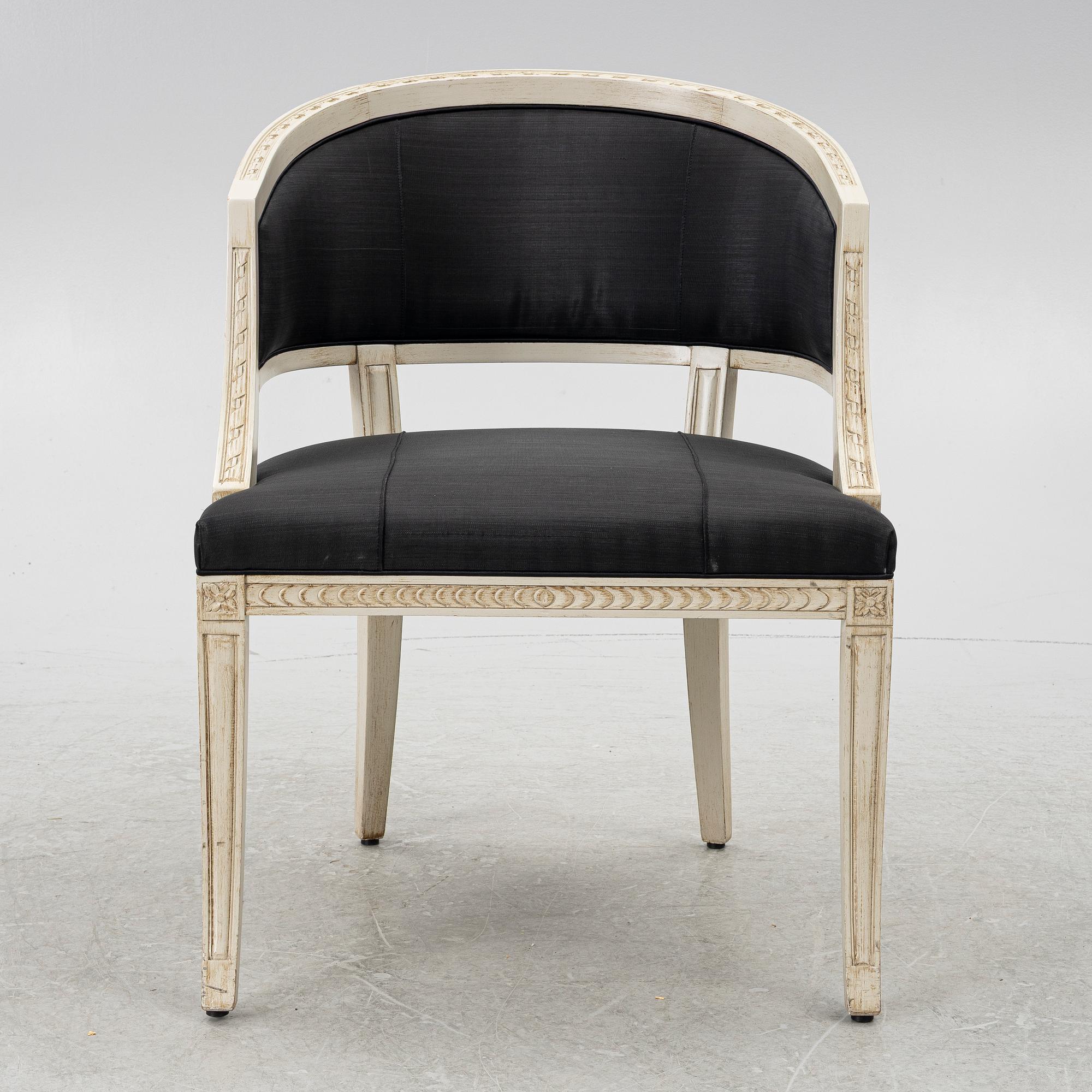 Karmstolar, ett par, sengustaviansk stil, 1900-talets andra hälft.