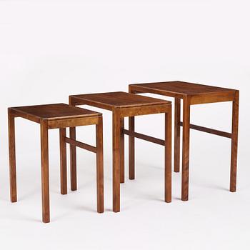 Axel Einar Hjorth, three nesting tables, Nordiska Kompaniet, Sweden, designed in 1937.