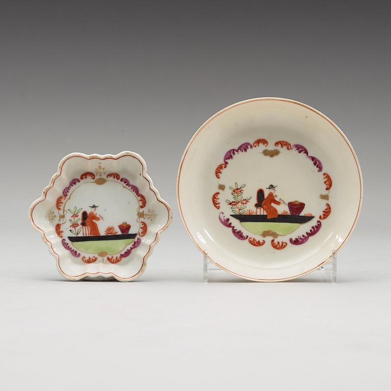 A famille rose 'European Subject' miniature service, Qing dynasty, Qianlong (1736-95). (36 pieces).