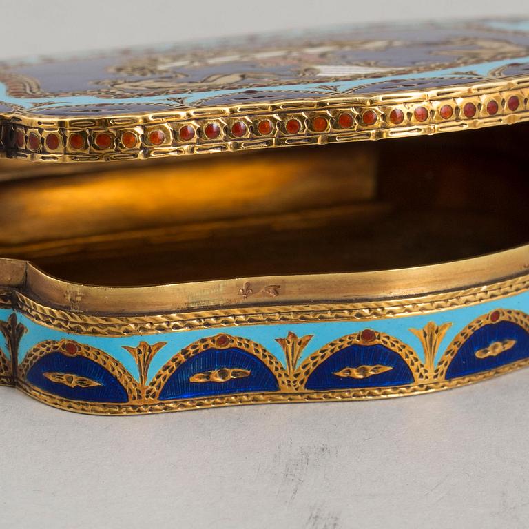 A 20th century gilded enamel box.