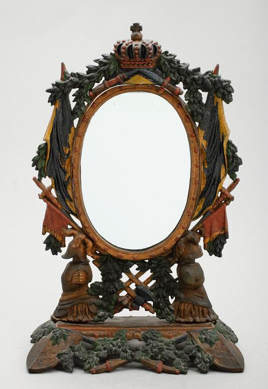 BORDSSPEGEL, bemålat gjutgods, sent 1800-tal.