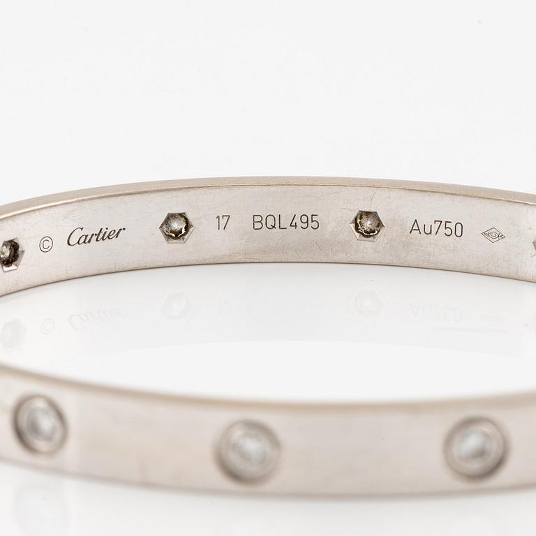 Cartier armband " Love" 18K vitguld med tio runda briljantslipade diamanter.