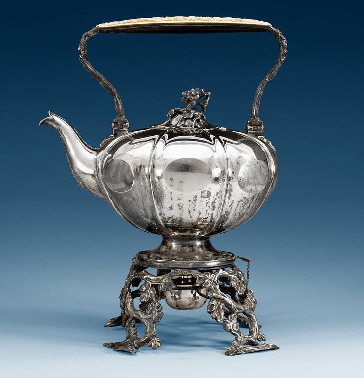 A SWEDISH SILVER WATER-HEATER/-POT, Makers mark of Christian Hammer, Stockholm 1851.