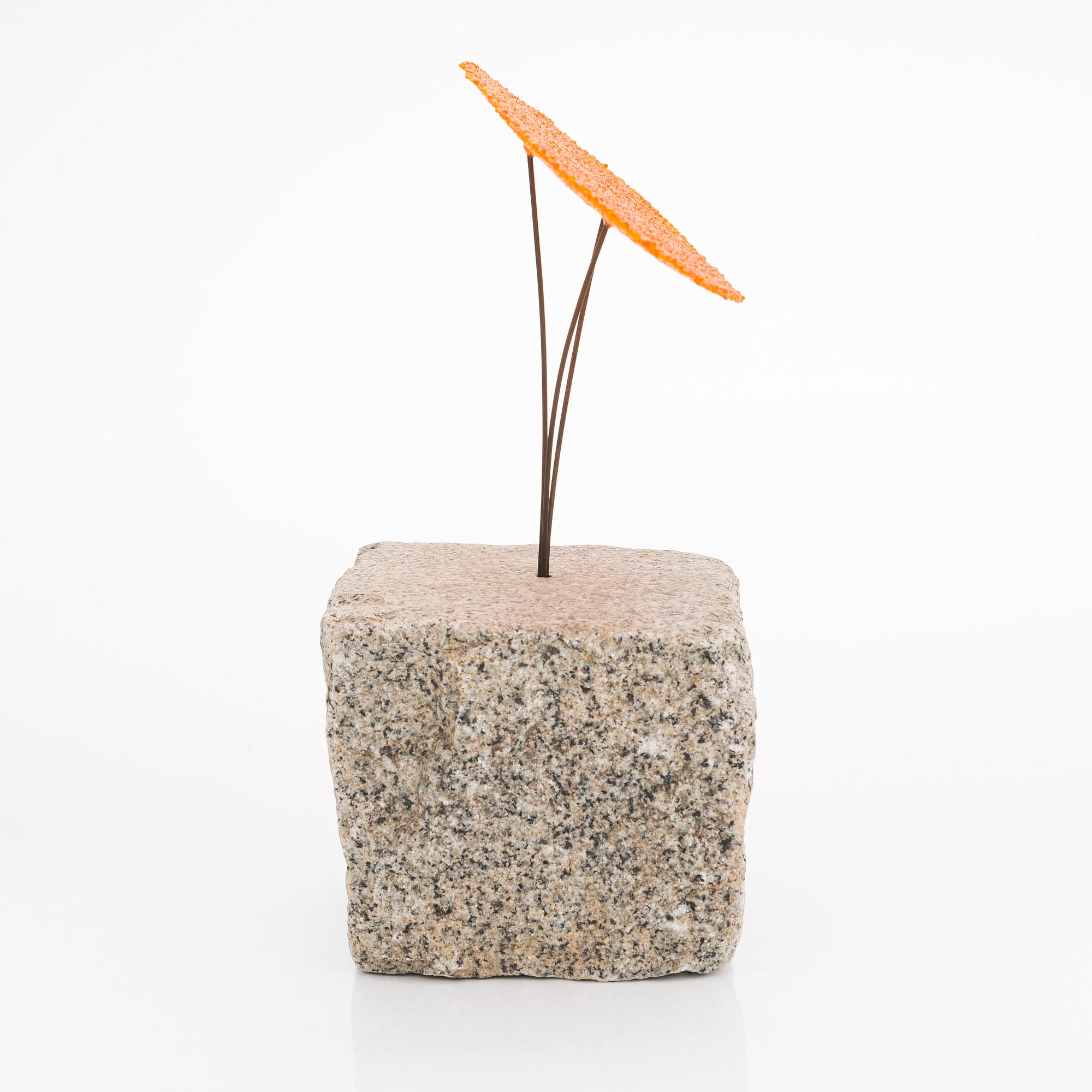 Markku Salo, 'Savanni', a unique pâte de verre, granite and metal sculpture, signed.