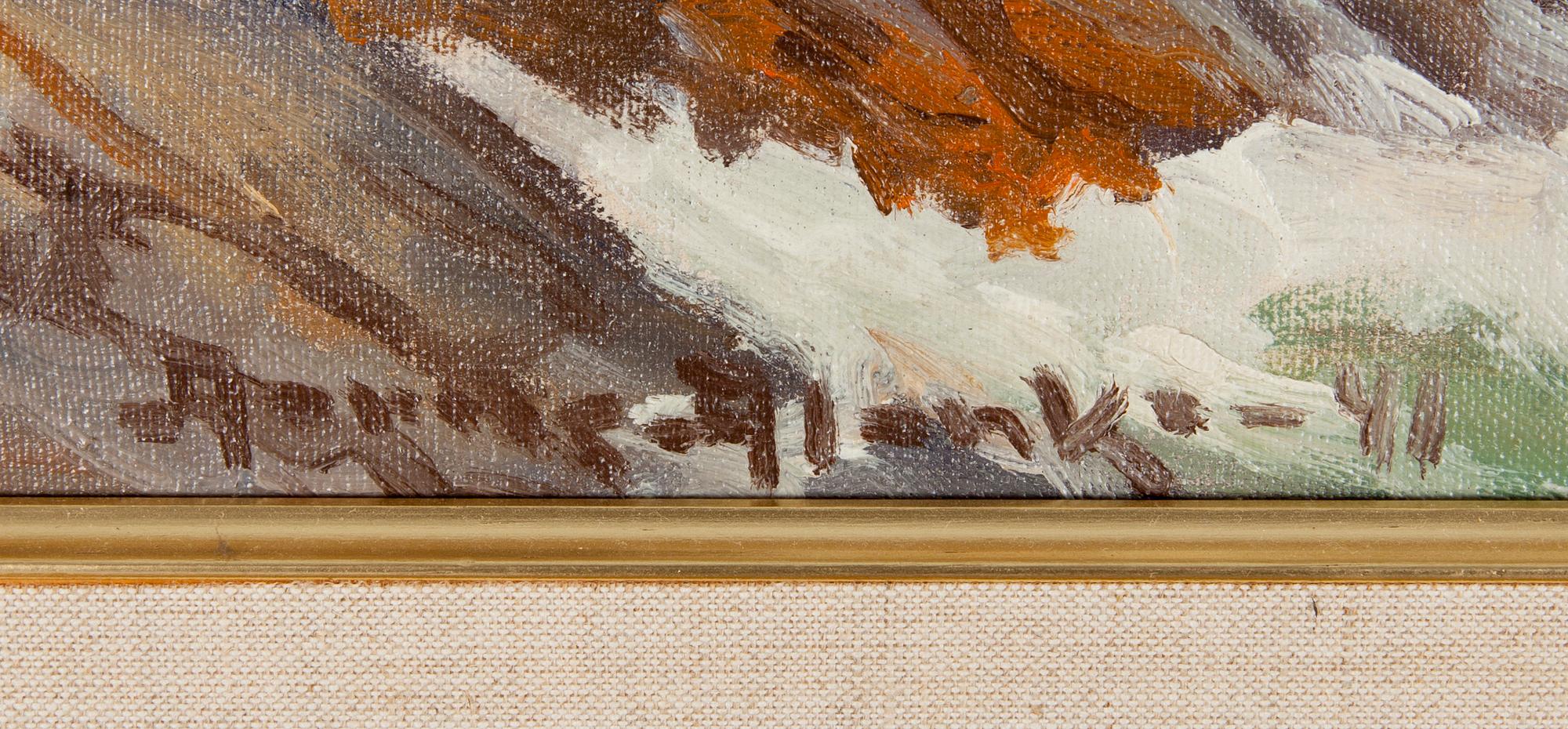 AARNE ALANKO, olja på duk uppfodrad på skiva, signerad och daterad -41.