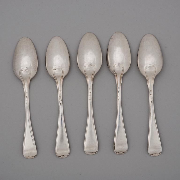 A set of six Swedish 18th century silver dessert-spoons, marks of Arvid Floberg, Stockholm 1778.