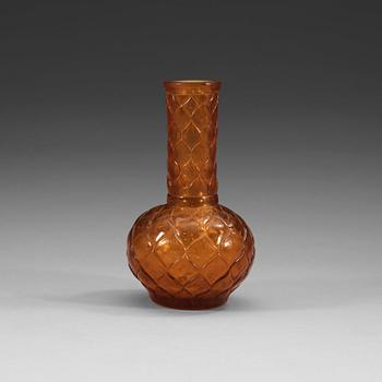 A Chinese amber coloured peking glass vase, 20th Century, with a Tongzhi mark.