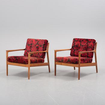 FOLKE OHLSSON, a pair of teak "USA 75" easy chair, DUX, 1960s.