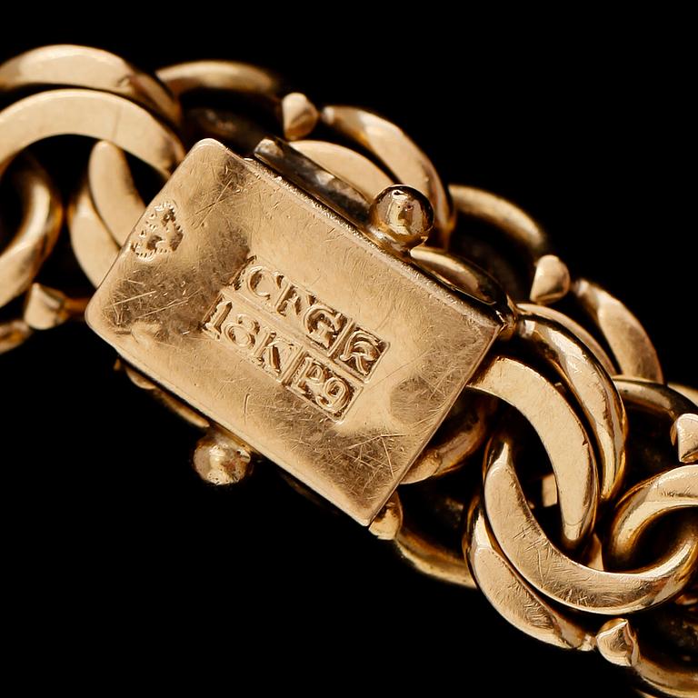 ARMBAND, 18 k guld, svenska stämplar CFG, 1965. Vikt ca 45 g.