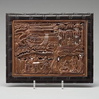 A Chinese bamboo panel, circa 1900.
