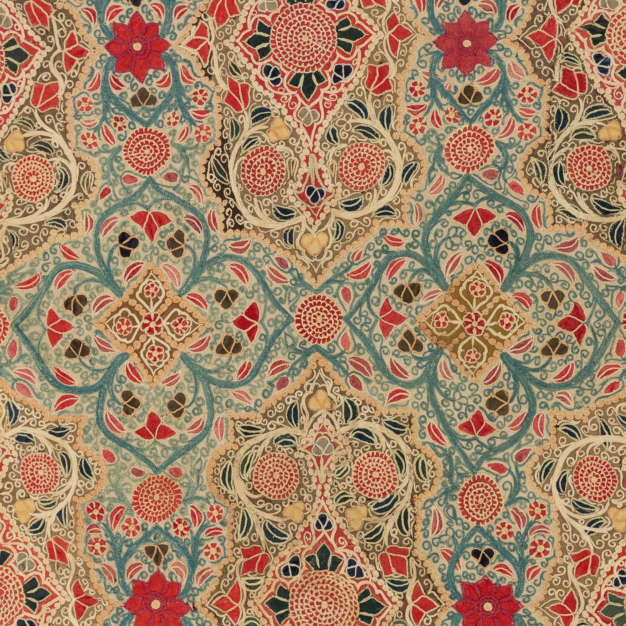 A Rasht embroided textile, North Persia, around the year 1900, c 157 x 115 cm.