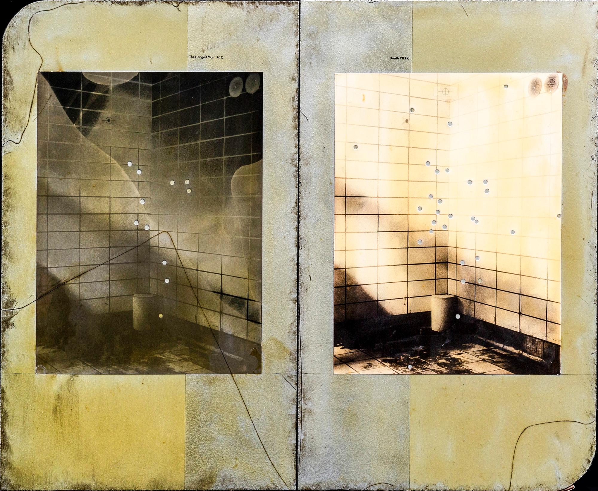 Magnus Denker, diptyk mixed media signerad och daterad 99.