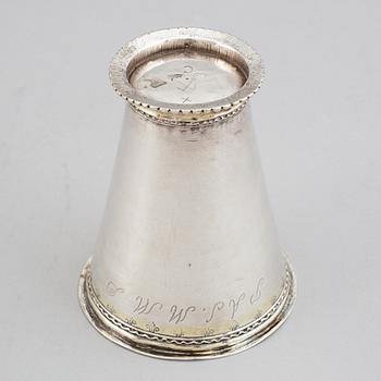 A Swedish 18th century parcel-gilt silver beaker, mark of OH Sjoberg, Falun 1736.