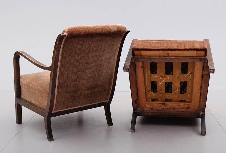 FÅTÖLJER, 1 par, art déco, 1930-tal.