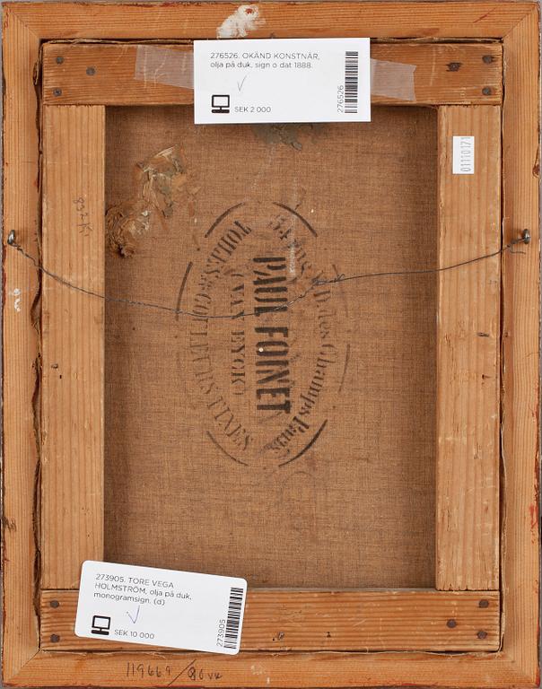 OKÄND KONSTNÄR, olja på duk, sign o dat 1888.