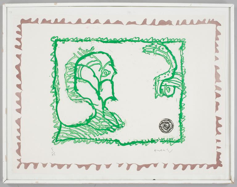 PIERRE ALECHINSKY, färgetsning. Sign o numr 5/75.