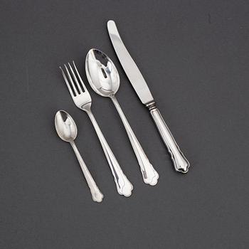 A 'Chippendale' silver cutlery, GAB, some Stockholm 1954 (48 pc).